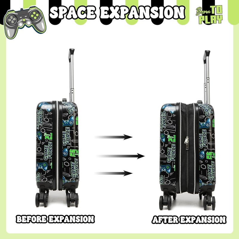 Inprof Kid’s Luggage Set 5 Piece Suitcase Set 16’’ Hardside Luggage with Spinner Wheels Girls Boys Carry on Luggage Travel Rolling Luggage Airline Approved - Image 3